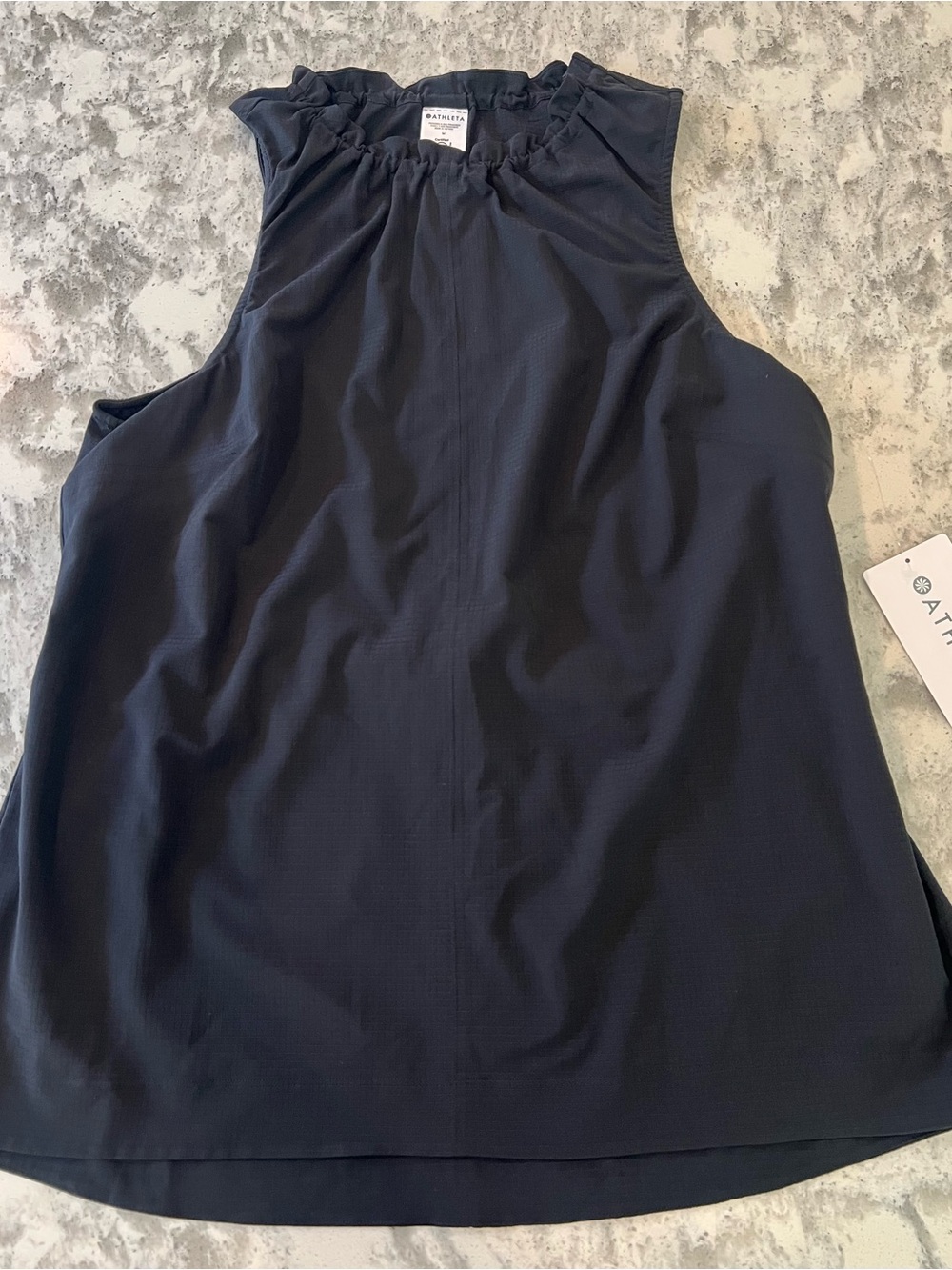 Athleta Black Ruffle-Neck Sleeveless Tank